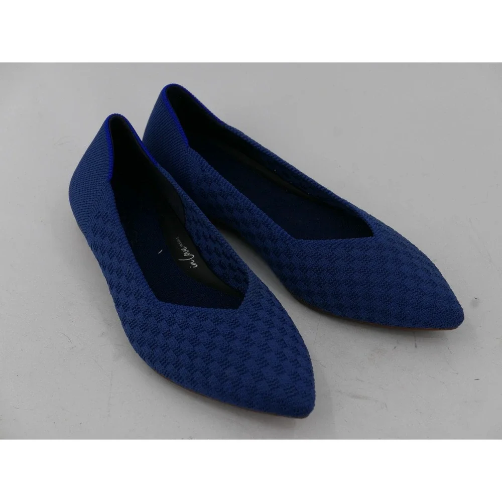 Rothy's The Point Flats Blue Knit Pointed Toe Washable Women's Size 7.5